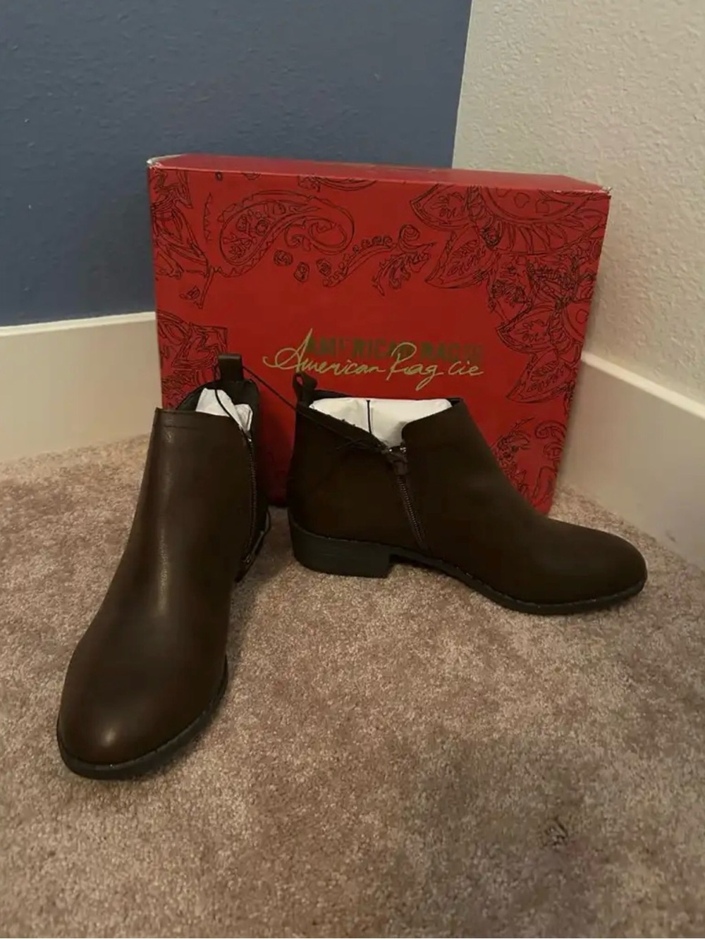 New American Rag Brown Leather Ankle Booties